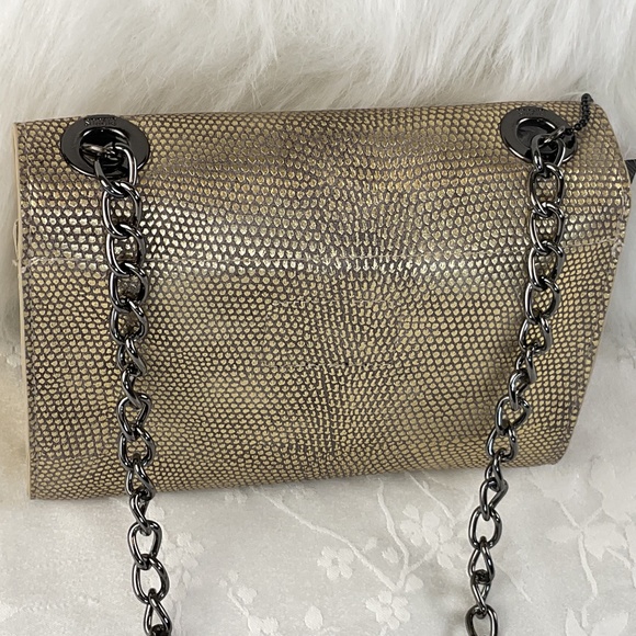 NWT Circus Sam Edelman Gold Snakeskin Look Purse/Black Crossbody Chain/Clutch - Picture 10 of 13
